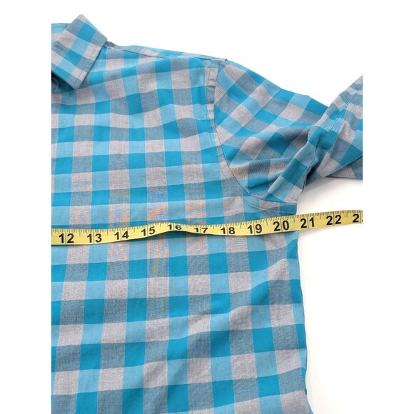 Old Navy The Signature Shirt Slim Fit Blue Plaid Button Check Men's Size Small - Picture 3 of 5